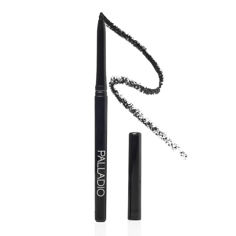 Palladio Retractable Waterproof Eyeliner, Richly Pigmented Color and Creamy, Slip Twist Up Pencil Eye Liner, Smudge Proof Long Lasting Application, All Day Wear, No Sharpener Required, Pure Black - Image 1