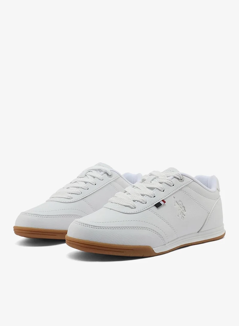 U.S. Polo Assn. white Women's White Low-Top Sneakers - Lightweight Lace-Up Design, Comfortable Casual Shoes for Everyday Wear for Women | Best Price UAE