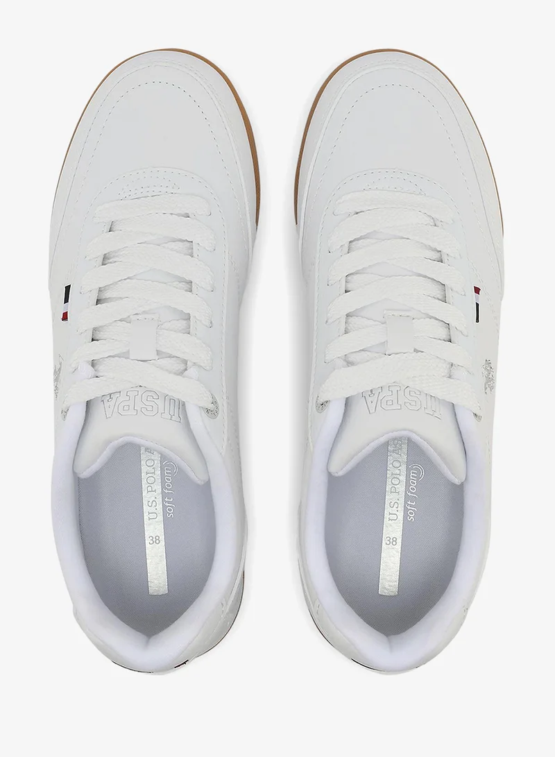 U.S. Polo Assn. white Women's White Low-Top Sneakers - Lightweight Lace-Up Design, Comfortable Casual Shoes for Everyday Wear for Women | Best Price UAE