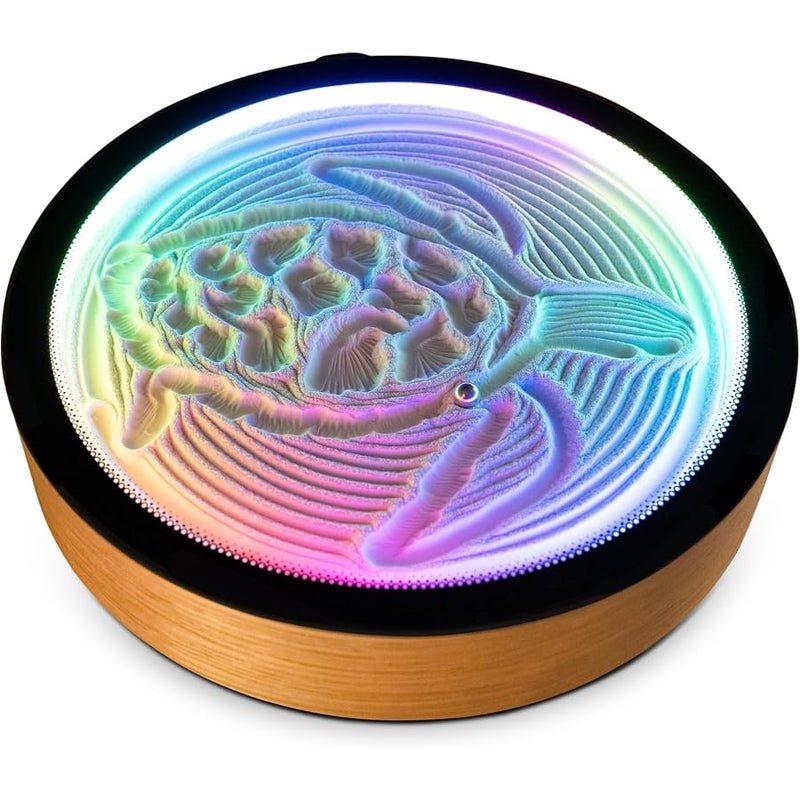 Grounded Labs Oasis Mini Kinetic Sand Art, Real Bamboo, Zen Stress Relief, iOS and Android Compatible, with Smart LED Lighting - Image 1