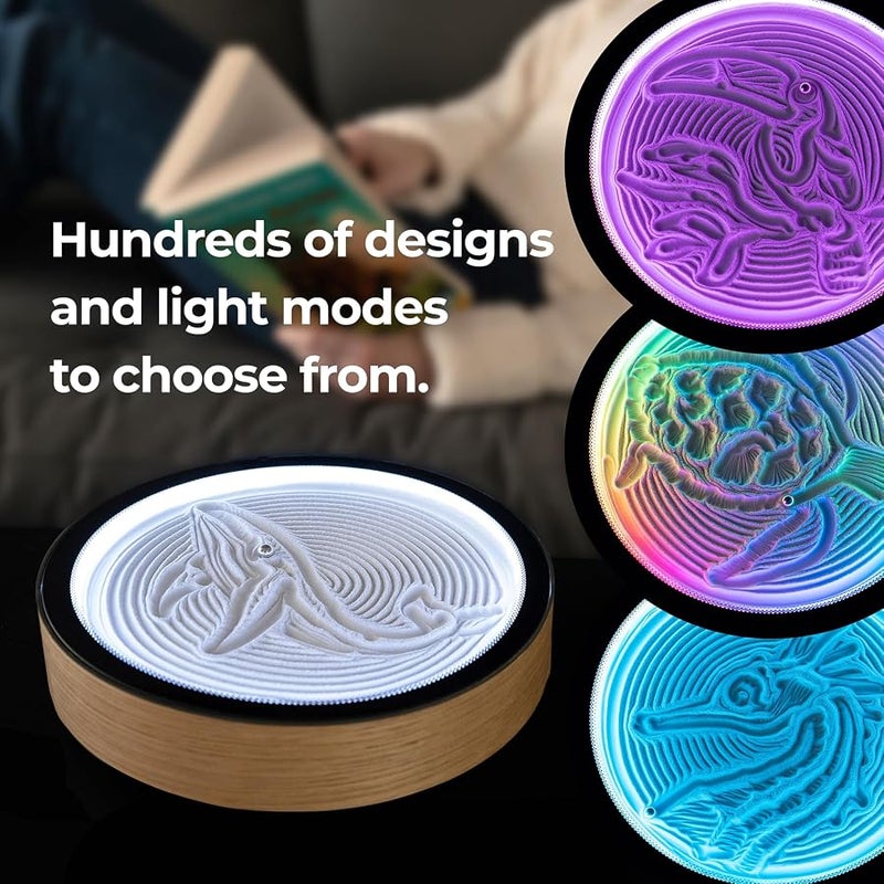 Grounded Labs Oasis Mini Kinetic Sand Art, Real Bamboo, Zen Stress Relief, iOS and Android Compatible, with Smart LED Lighting - Image 2