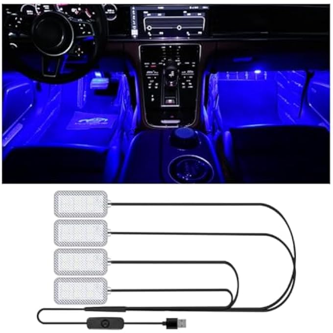 Azonee Car Interior Led Waterproof Led Strip For Car Interior Usb Powered Ambient Footwell Lights Customizable Colors Easy Installation Universal For Cars Atvs Rvs Dark Blue 5V - Image 1