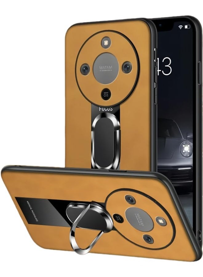 general Compatible with Honor X9d 5G Case with Built in Metal Plate on Back Stand [Support Magnetic Car Mount][Metal Kickstand][Safe to Hold with Ring] Leather Phone Cover