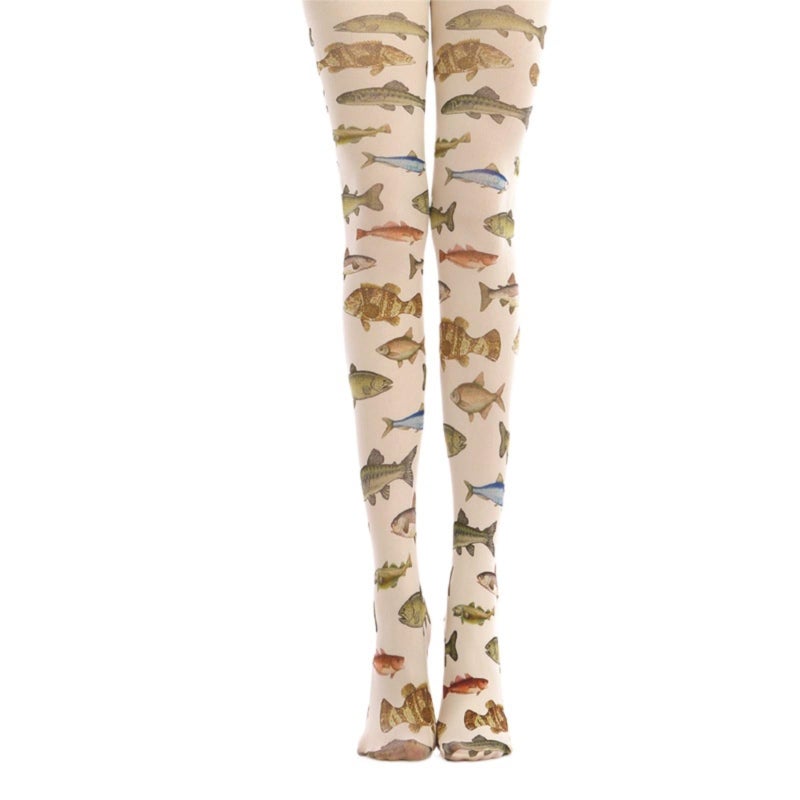TYATVS Womens Patterned Funky Tights Printed Colorful Tights Whimsy Twee Colored Stockings Y2k Emo Whimsigoth Clothes (white-1,One Size) - Image 1