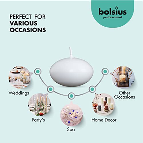 Bolsius White Floating Candles 20 Count - 1.75 Inch, 5 Hour Long Lasting Candle Set Romantic Decoration for Special Night, Pool, Party, Wedding, Cylinder Vases for Centerpiece - Image 4