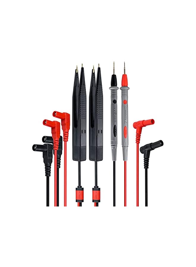PROMASS promass Test Leads Tweezer Multimeter Probe Lead Set 2Pcs SMD Component Testing Tweezers Clips with 1 Pair 1000V 20A Test Leads Probes for Multi Meter LCR IC Chip Capacitor Resistor Testing  - Image 2