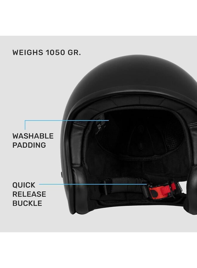 Motorcycle Helmet 3/4 Vintage Helmet Premium ABS Shell, Quick Release Buckle, Retractable Sun Shade, Lightweight and Ventilated, Removable Visor for Men and Women - Image 5