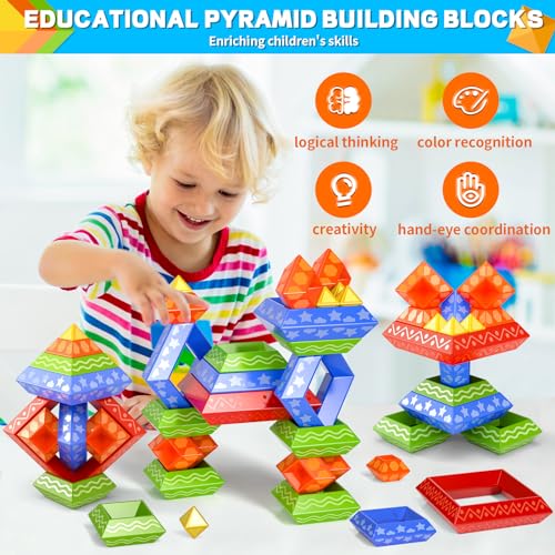 Doloowee Stacking Toys Building Blocks for Toddler60 PCS Montessori Toys Blocks Preschool Learning Activities Stem for Boys Girls Gifts Christmas Stocking Stuffers - Image 5