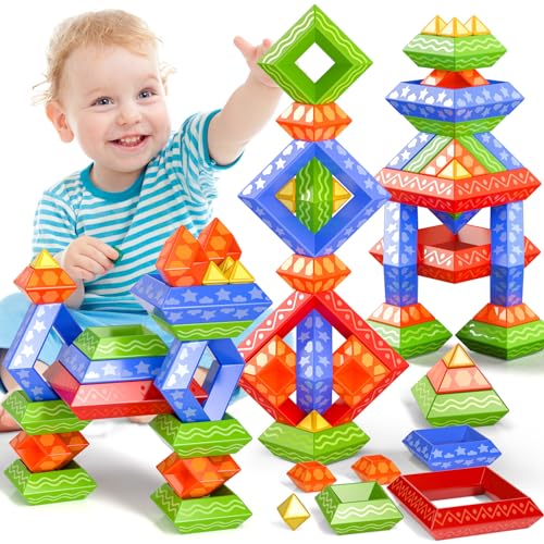 Doloowee Stacking Toys Building Blocks for Toddler60 PCS Montessori Toys Blocks Preschool Learning Activities Stem for Boys Girls Gifts Christmas Stocking Stuffers - Image 1