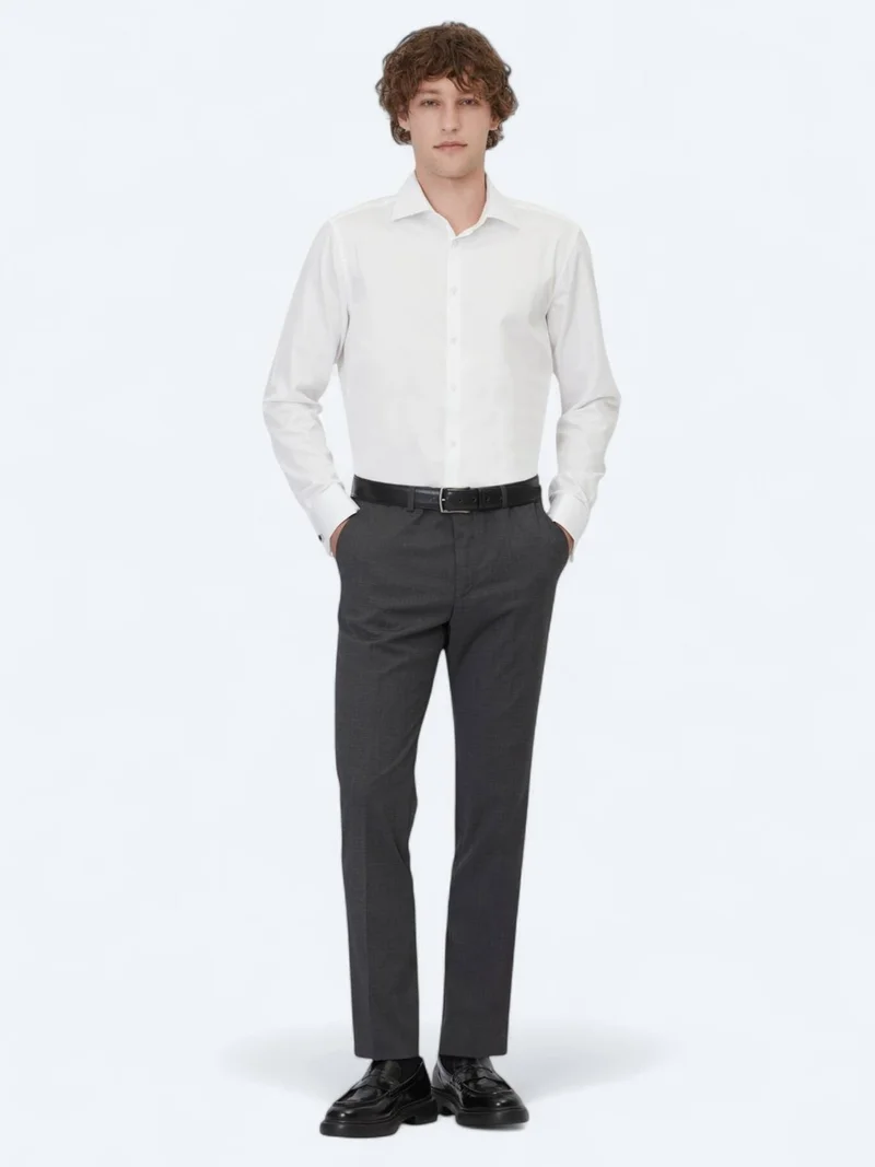 Kip Hard Coal Weaving Slim Fit Classical Wool Blended Trousers
