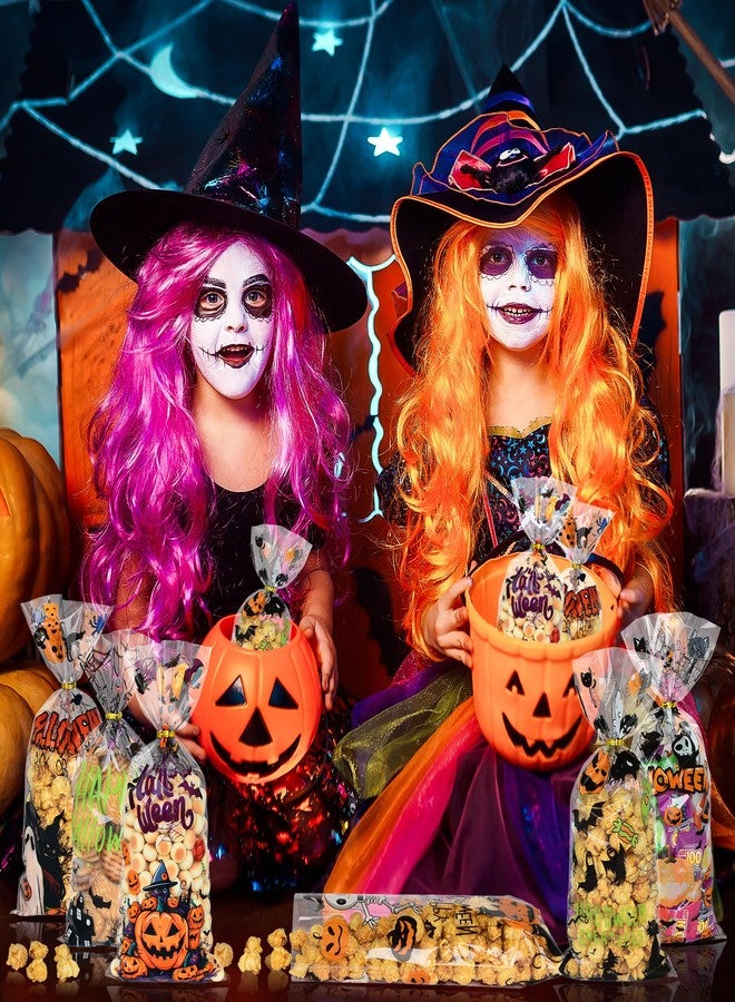 Twavang 150 Pcs Halloween Cellophane Treat Bags, Halloween Trick or Treat Goodie Bags with 170 Pcs Twists for Snacks Cookies Packing (10.8 x 4.9 inches) - Image 4
