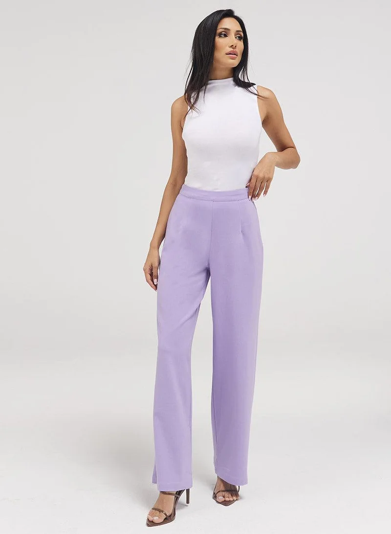 Zigzag Flared Leg Formal Pant - Lavender