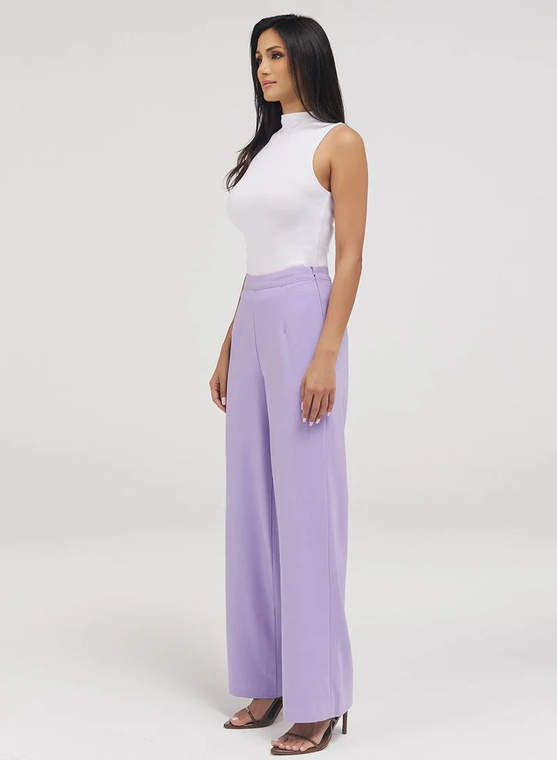 Zigzag  Flared Leg Formal Pant - Lavender for Women | Best Price UAE