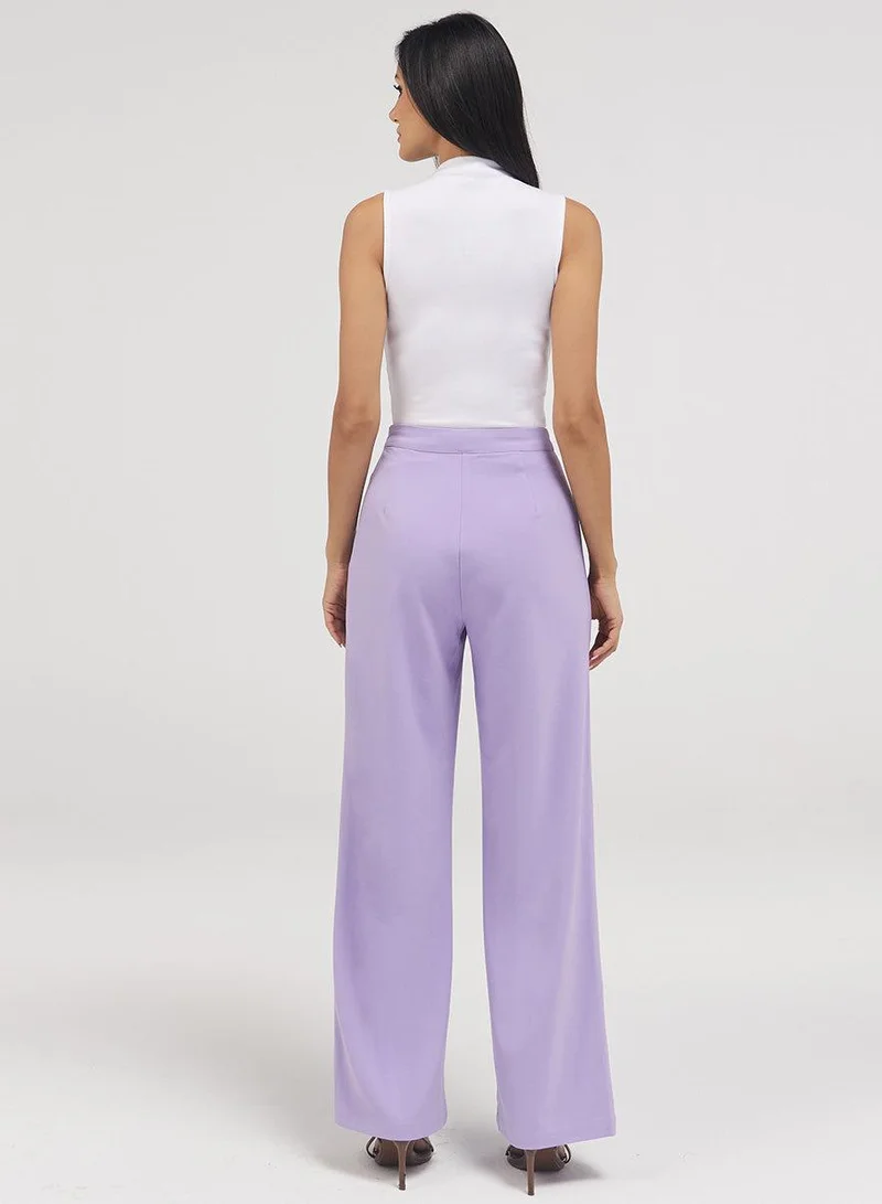 Zigzag  Flared Leg Formal Pant - Lavender for Women | Best Price UAE