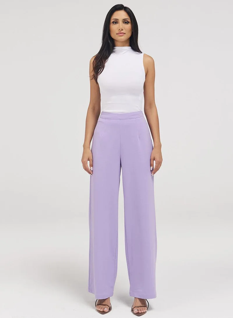 Zigzag Flared Leg Formal Pant - Lavender