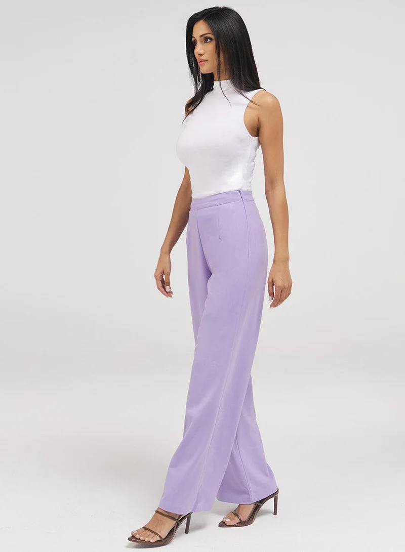 Zigzag  Flared Leg Formal Pant - Lavender for Women | Best Price UAE