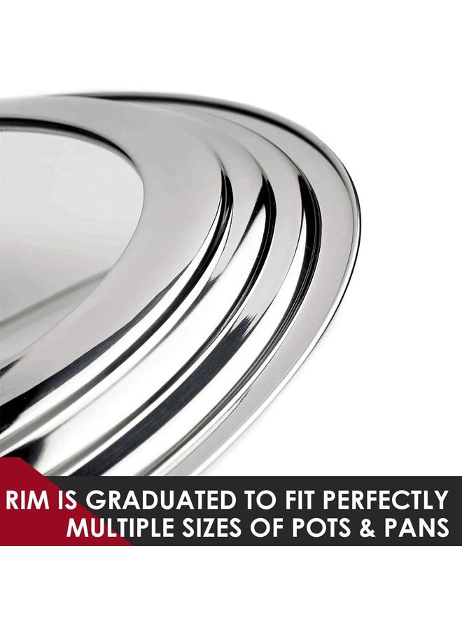 KEISSCO Stainless Steel Universal Lid for Pots, Pans and Skillets – Fits 7" to 12" Pot and Pans – Tempered Glass with Stainless Steel Rim Replacement Frying Pan Cover and Cast Iron Skillet Lid - Image 4