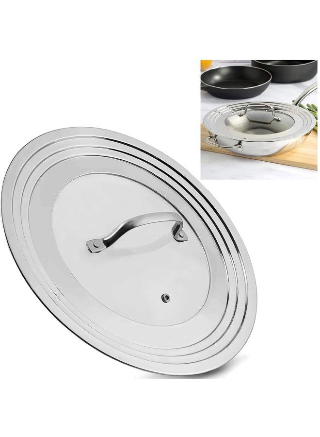 KEISSCO Stainless Steel Universal Lid for Pots, Pans and Skillets – Fits 7" to 12" Pot and Pans – Tempered Glass with Stainless Steel Rim Replacement Frying Pan Cover and Cast Iron Skillet Lid - Image 1