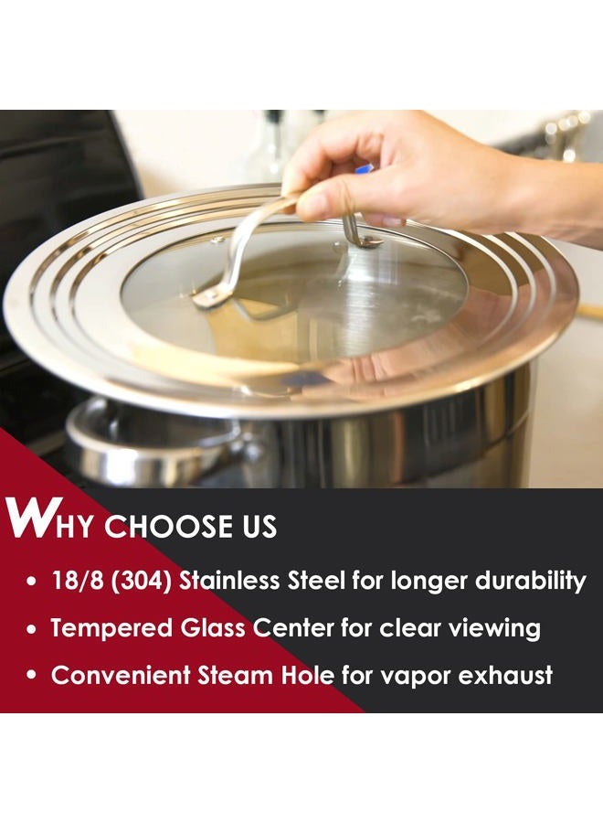 KEISSCO Stainless Steel Universal Lid for Pots, Pans and Skillets – Fits 7" to 12" Pot and Pans – Tempered Glass with Stainless Steel Rim Replacement Frying Pan Cover and Cast Iron Skillet Lid - Image 5