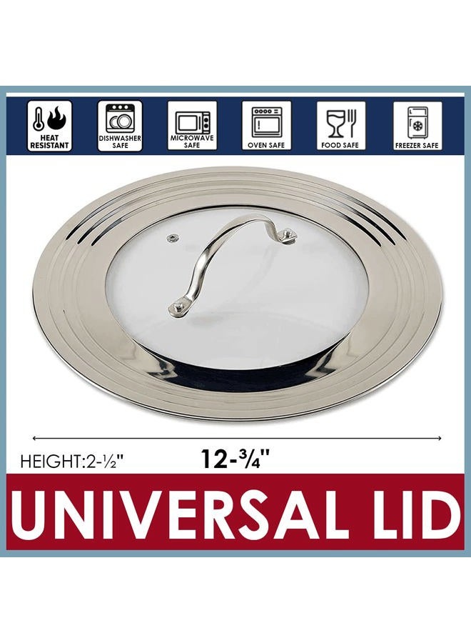 KEISSCO Stainless Steel Universal Lid for Pots, Pans and Skillets – Fits 7" to 12" Pot and Pans – Tempered Glass with Stainless Steel Rim Replacement Frying Pan Cover and Cast Iron Skillet Lid - Image 3