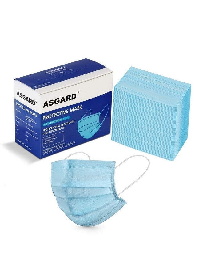 ASGARD Melt-Blown Fabric Disposable Face Mask with Nose Clip (Blue, Pack of 100) for Unisex - Image 1