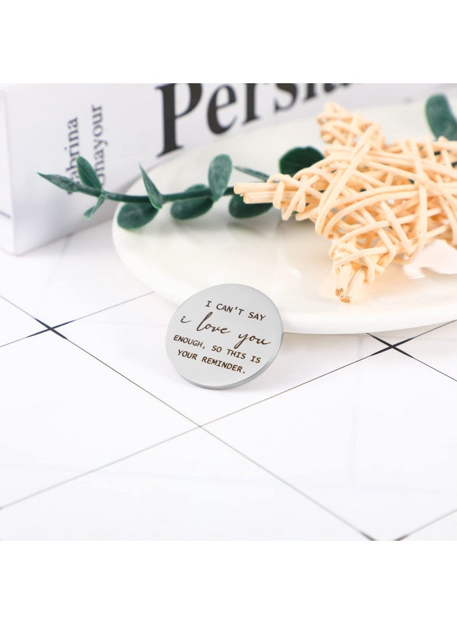 Sureio Sureio Pocket Hug Token Long Distance Relationship Keepsake Stainless Steel Double Sided Inspirational Gift with Keychain (I Cant Say I Love Enough, So This Is Your Reminder) - Image 3