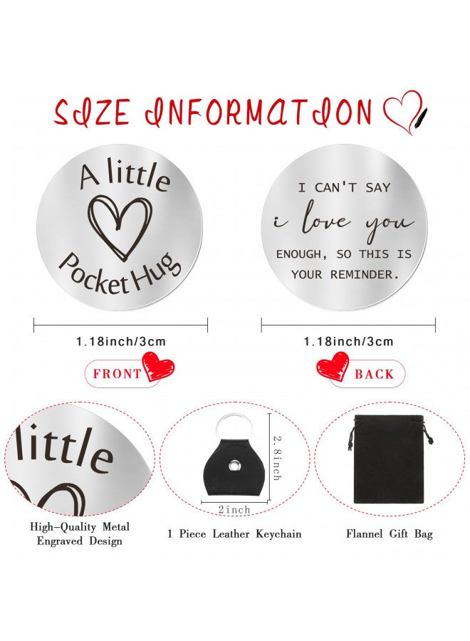 Sureio Sureio Pocket Hug Token Long Distance Relationship Keepsake Stainless Steel Double Sided Inspirational Gift with Keychain (I Cant Say I Love Enough, So This Is Your Reminder) - Image 1