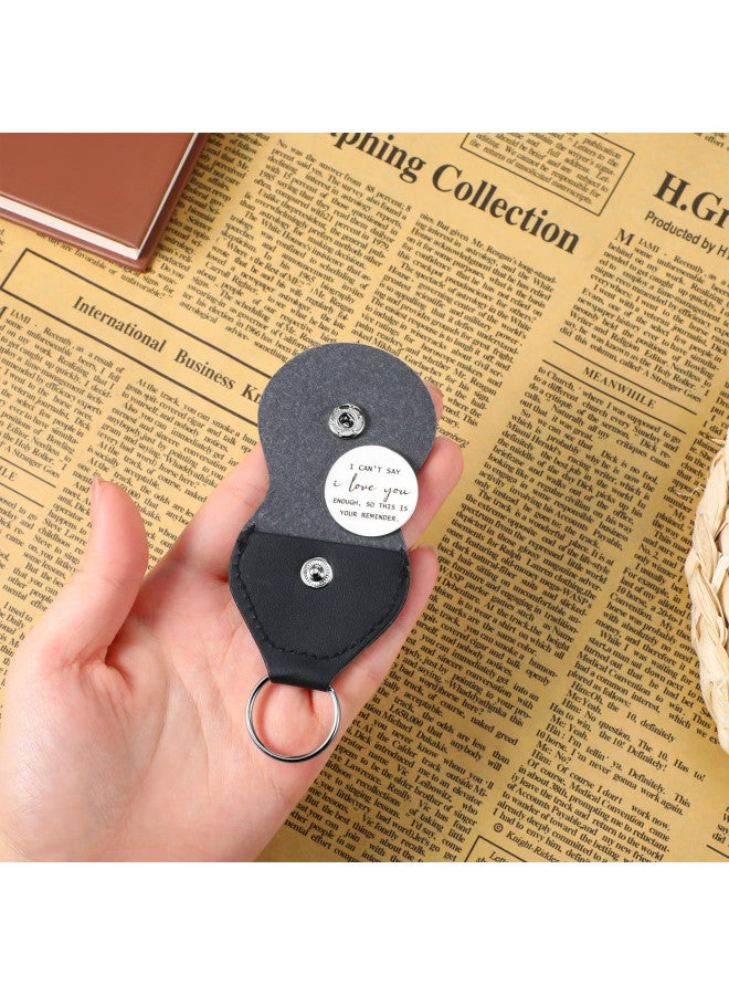 Sureio Sureio Pocket Hug Token Long Distance Relationship Keepsake Stainless Steel Double Sided Inspirational Gift with Keychain (I Cant Say I Love Enough, So This Is Your Reminder) - Image 2