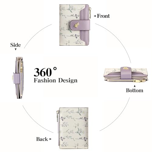 GAEKEAO Small Wallets for Women RFID Blocking Leather Bifold Zipper Pocket Wallet Credit Card Holder with ID Window - Image 3