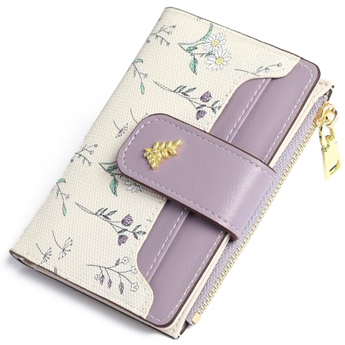 GAEKEAO Small Wallets for Women RFID Blocking Leather Bifold Zipper Pocket Wallet Credit Card Holder with ID Window - Image 1