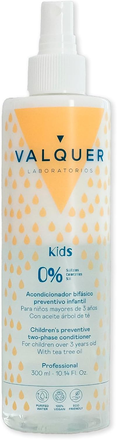 Valquer Preventative BiPhase LeaveIn Conditioner for Children Formula Zero Conditions and protects hair providing softness shine and easy detangling For ages 3 Vegan 300 ml