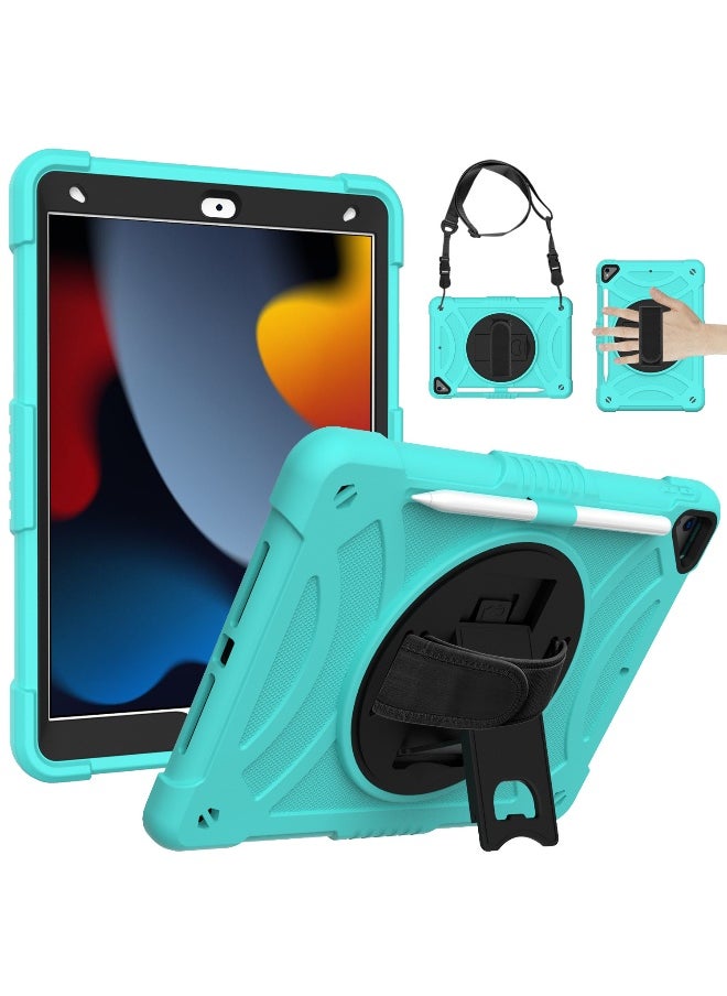NIBEMINENT Case for ipad 9th/8th/7th Generation 10.2'' Heavy Duty Screen Protector 360° Rotating Stand Handle Pencil Holder Shockproof Drop Protection Shoulder/Hand Strap Durable Kids-Friendly  - Image 1