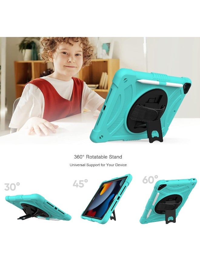 NIBEMINENT Case for ipad 9th/8th/7th Generation 10.2'' Heavy Duty Screen Protector 360° Rotating Stand Handle Pencil Holder Shockproof Drop Protection Shoulder/Hand Strap Durable Kids-Friendly  - Image 2