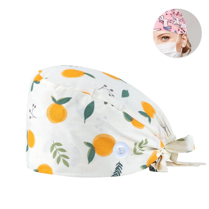 Surgical Cap Frosted Cap Women'S Pure Cotton Surgical Tie-Up Printed Nurst'S Cap New Buckle Men'S Dental And Dental Work Cap - Image 1