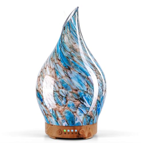 Porseme 150ml Glass Essential Oil Diffuser Aromatherapy Ultrasonic Cool Mist Humidifier 6 Running Hours Waterless Auto-Off Air Diffusers for Sleeping,Yoga,Office Working Spa and Rest (Light Blue) - Image 1