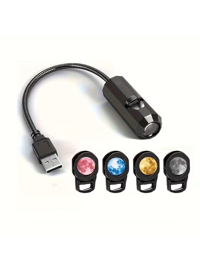 لمبة USB بروجيكتور 4 في 1 - تأثيرات القمر والشمس الخيالية - رأس مرن 360 درجة - Image 1