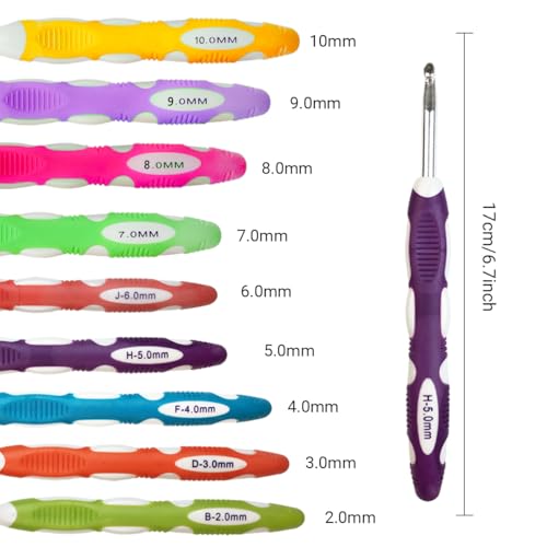 Weabetfu Latest Set of 27 PCS Crochet Hooks Set with Crochet Case Ergonomic Crochet Hook Needles for Arthritic Hands,Standard US Size 2mm-10mm - Image 5