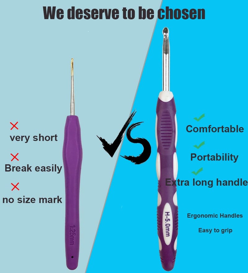 Weabetfu Latest Set of 27 PCS Crochet Hooks Set with Crochet Case Ergonomic Crochet Hook Needles for Arthritic Hands,Standard US Size 2mm-10mm - Image 4