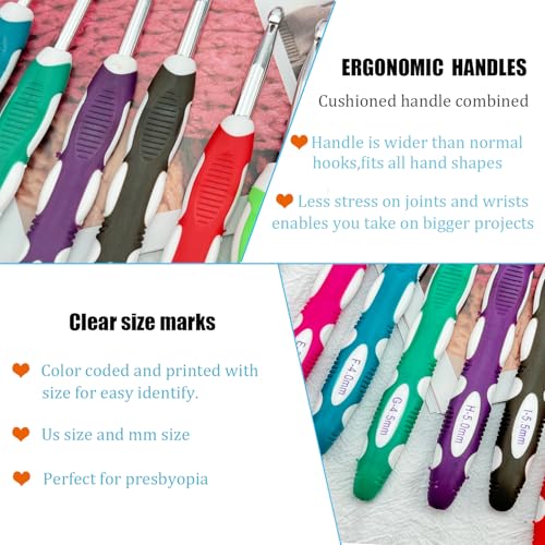 Weabetfu Latest Set of 27 PCS Crochet Hooks Set with Crochet Case Ergonomic Crochet Hook Needles for Arthritic Hands,Standard US Size 2mm-10mm - Image 3