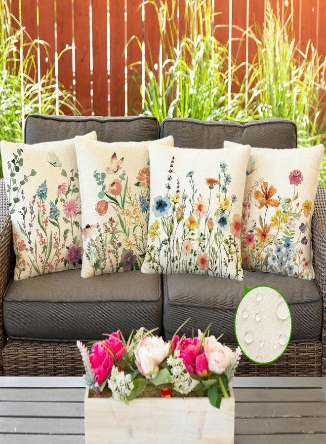 RABUSOFA Floral Butterfly Summer Pillow Covers Set of 4,Seasonal Flower Decorative Throw Cuchion Cases Spring Summer Decorations for Home Patio Couch Decor 18x18 Inch - Image 2