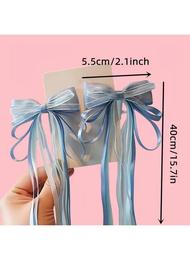 2 Piece Elegant Bow Tassel Hair Clips Braided Ribbon Hair Ties Sweet Versatile Accessory Perfect For Travel Vacation Birthday Parties Christmas Halloween And Everyday Styling Peach Pink - Image 4