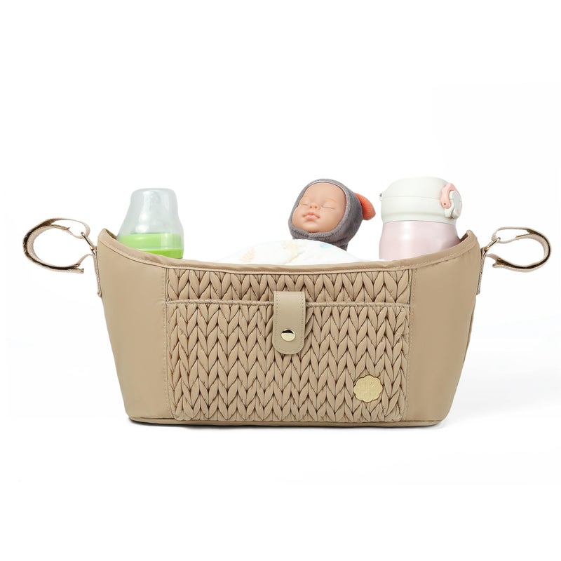 SEWBOO Universal Baby Stroller Organizer,Diaper Caddy Organizer with Adjustable Straps to Fits Nearly Any Strollers (Beige) - Image 1