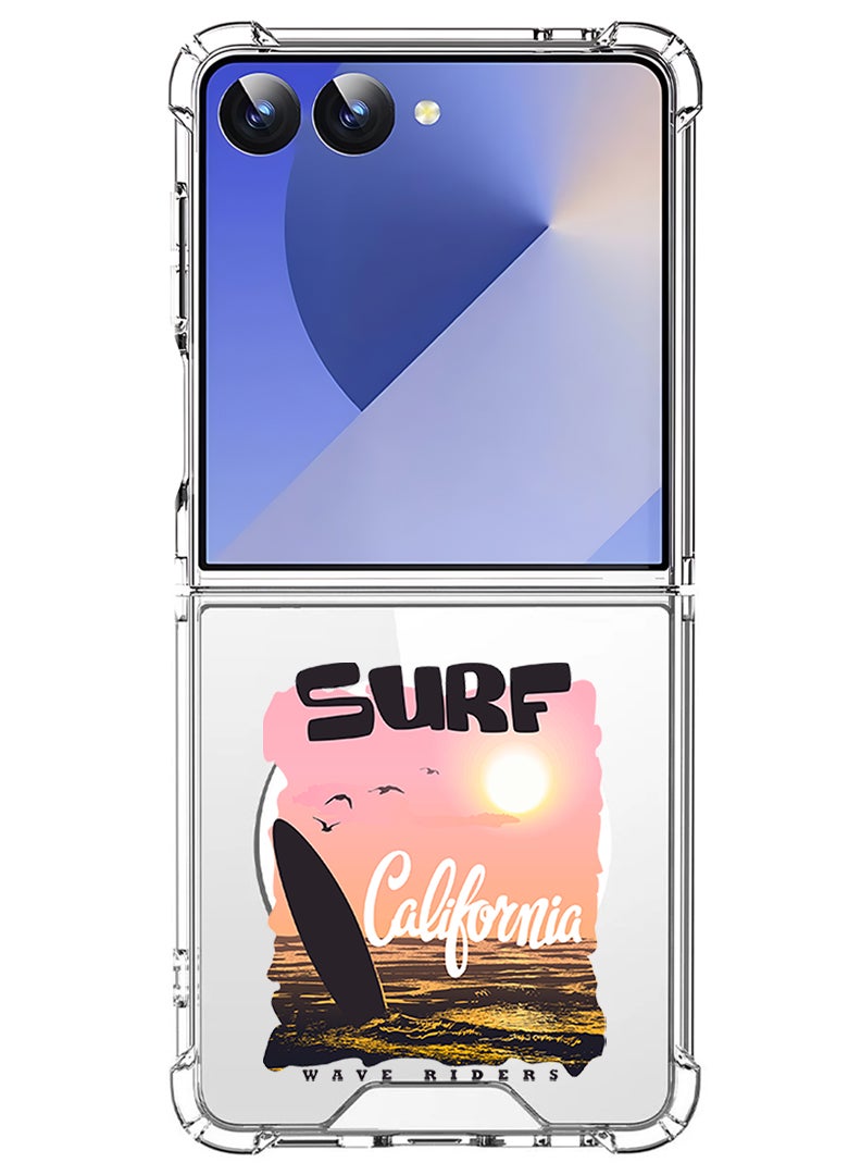 Theodor Magnetic Case for Samsung Galaxy Z Flip 7 Compatible with MagSafe Wireless Charging, Shockproof Phone Bumper Cover Surf California - Image 1