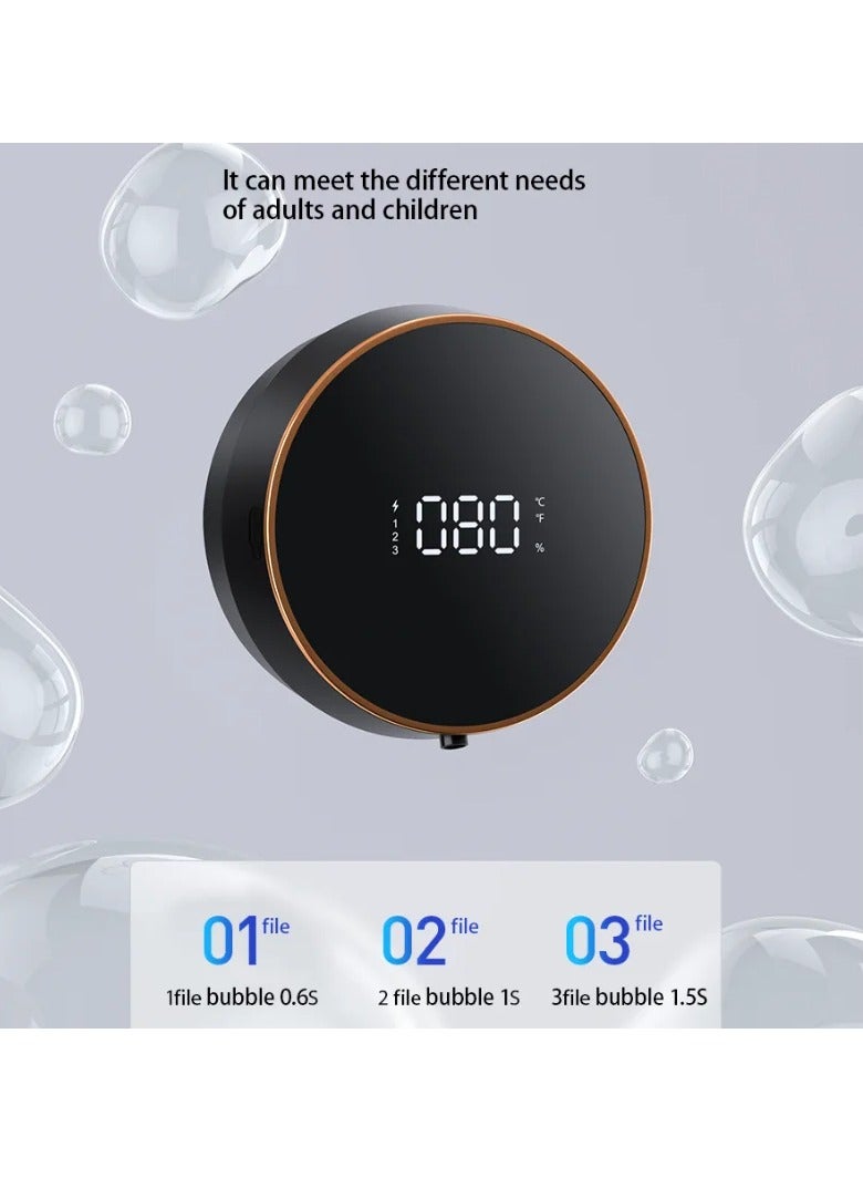 AROAQ موزع صابون، موزع صابون مثبت على الحائط مزود بشاحن USB، جهاز تعقيم اليدين بالحث التلقائي، موزع لوشن الصابون السائل القابل لإعادة الشحن بدون لمس مع شاشة عرض درجة الحرارة، (أبيض) - Image 3