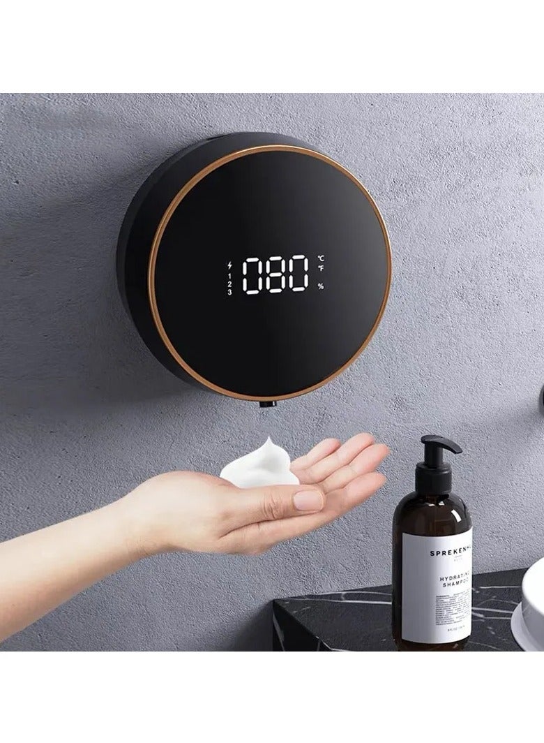 AROAQ موزع صابون، موزع صابون مثبت على الحائط مزود بشاحن USB، جهاز تعقيم اليدين بالحث التلقائي، موزع لوشن الصابون السائل القابل لإعادة الشحن بدون لمس مع شاشة عرض درجة الحرارة، (أبيض) - Image 5