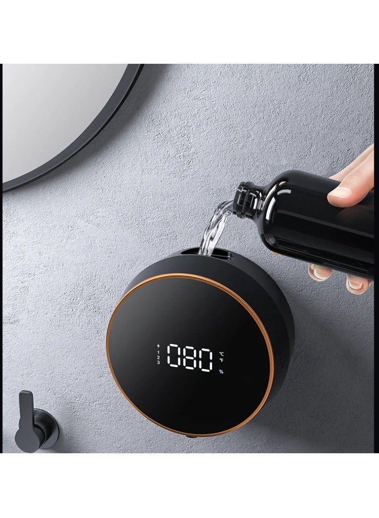 AROAQ موزع صابون، موزع صابون مثبت على الحائط مزود بشاحن USB، جهاز تعقيم اليدين بالحث التلقائي، موزع لوشن الصابون السائل القابل لإعادة الشحن بدون لمس مع شاشة عرض درجة الحرارة، (أبيض) - Image 4