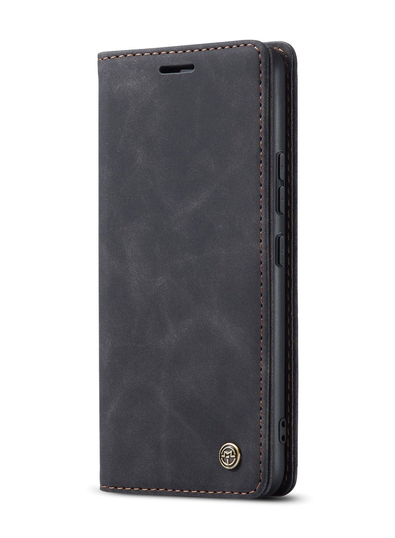 CaseMe Phone Case Luxury PU Leather Design 013 Flip Cover Card Slot Holder Cover For Honor X9B (Black) - Image 1