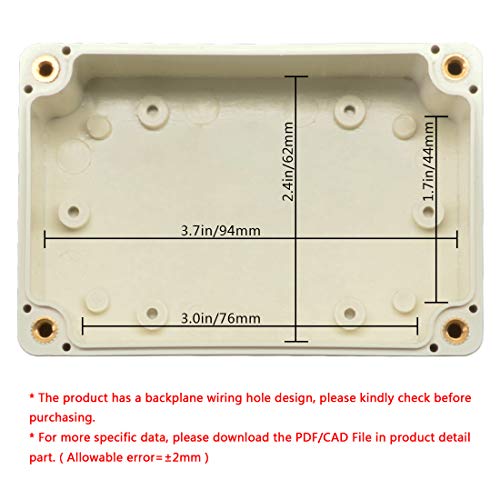 LeMotech ABS Plastic Junction Box Dustproof Waterproof IP65 Electrical Enclosure Box Universal Project Enclosure Grey with PC Transparent Clear Cover 3.9 x 2.7 x 2 inch(100 x 68 x 50 mm) - Image 5