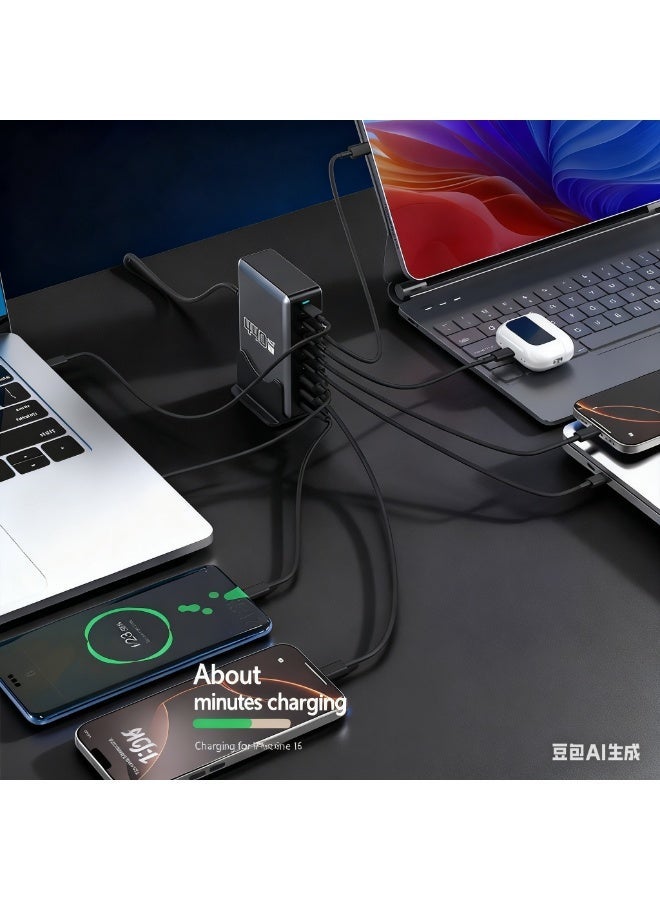 GaN 120W Travel Charger Plug3 USB-C and 3 USB-A ports Fast Wall Charger Head  UK Plug Laptop Charger For Computer and Phones - Image 1