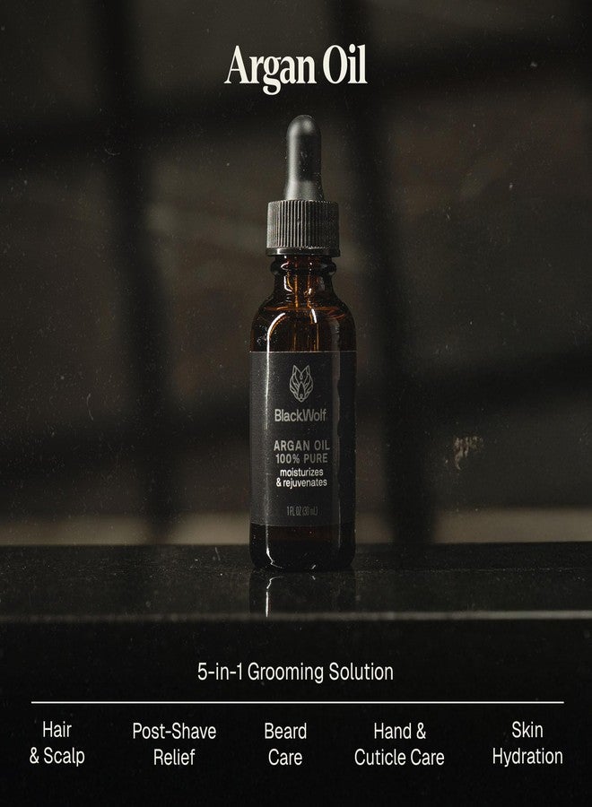 Black Wolf 100% Pure Argan Oil - Moisturizing & Rejuvenating Cold-Pressed Argan Oil for Hair, Face & Skin - Hydrating, Non-Greasy & Lightweight - Suitable for All Hair Types - 1 Fl Oz - Image 2